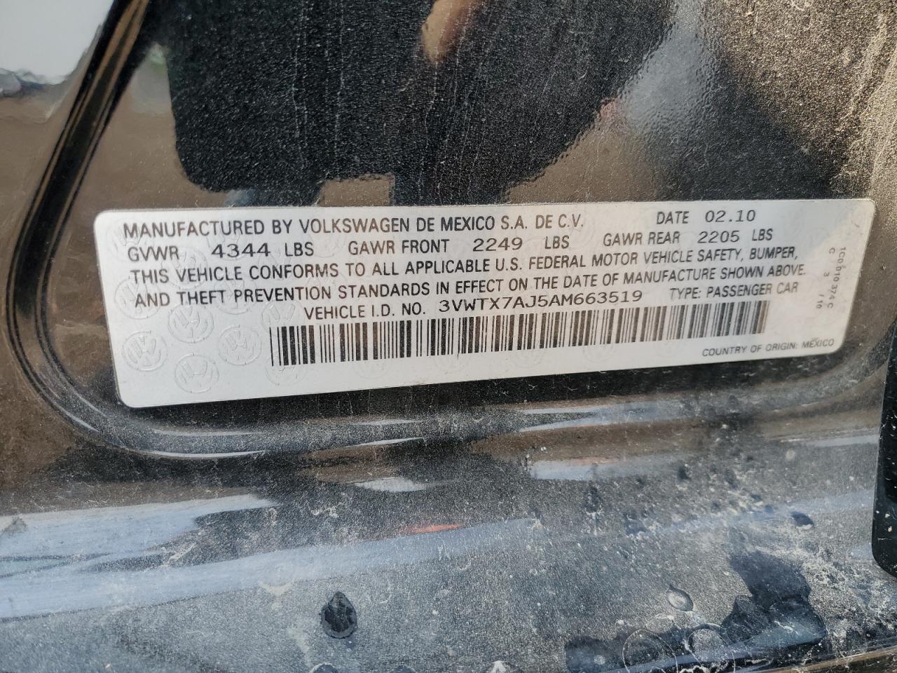VOLKSWAGEN JETTA 2010 VIN 3VWTX7AJ5AM663519 photo 12