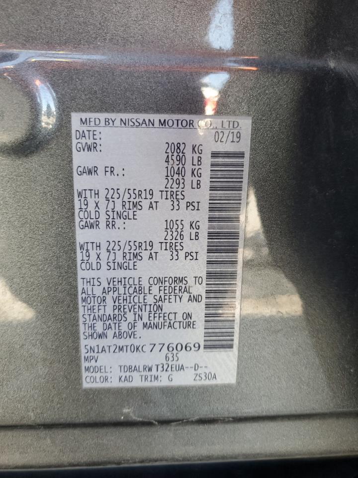 NISSAN ROGUE 2019 VIN 5N1AT2MT0KC776069 фото 13