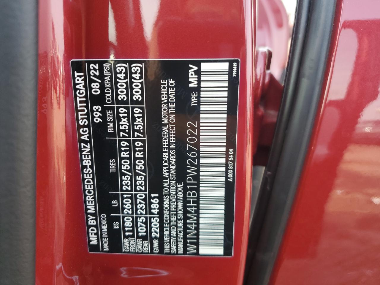 2023 Mercedes-Benz Glb 250 4Matic VIN: W1N4M4HB1PW267022 Lot: 60786495