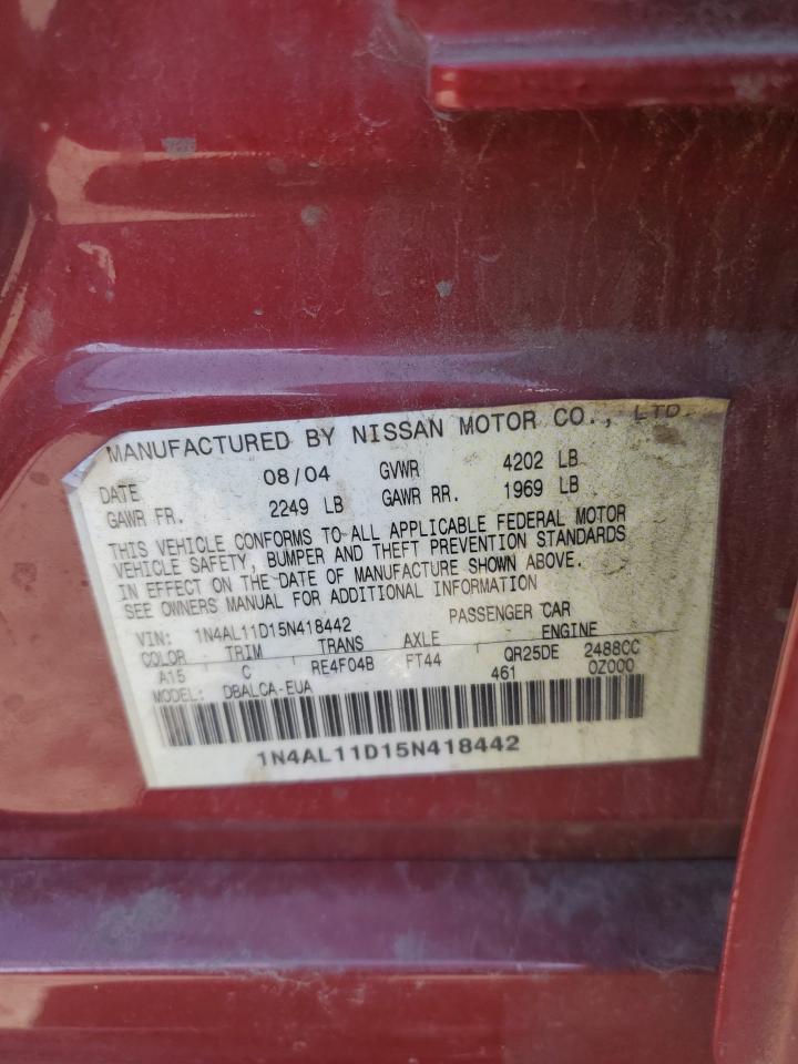 1n4al11d15n418442 1N4AL11D15N418442 2005 Nissan Altima S