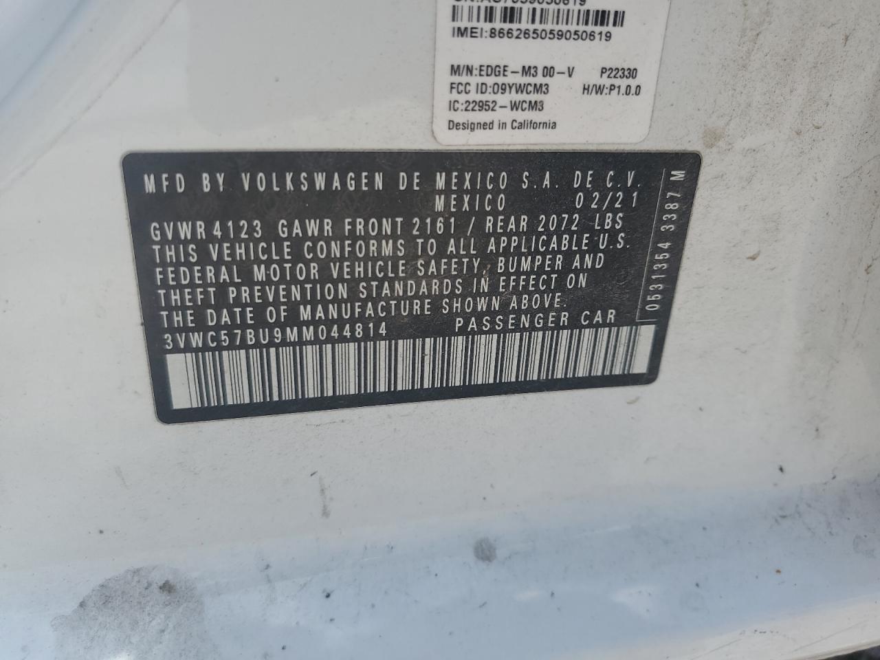 2021 Volkswagen Jetta S VIN: 3VWC57BU9MM044814 Lot: 61748985