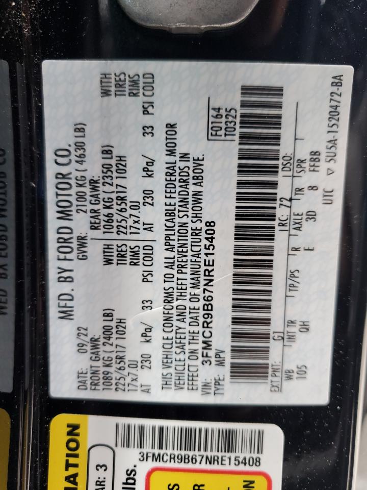 2022 Ford Bronco Sport Big Bend VIN: 3FMCR9B67NRE15408 Lot: 60273095