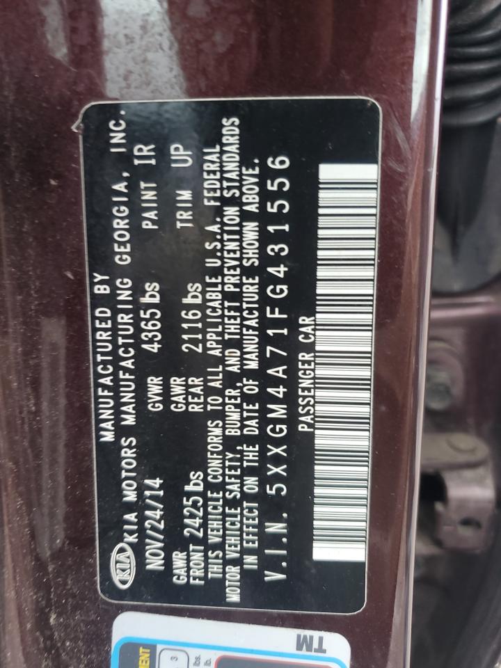 2015 Kia Optima Lx VIN: 5XXGM4A71FG431556 Lot: 62823195