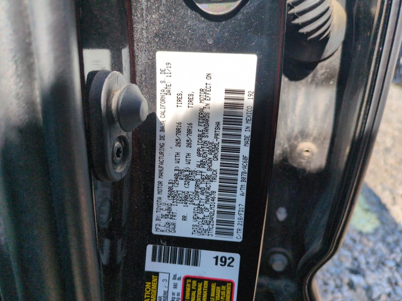 2020 Toyota Tacoma Double Cab VIN: 3TMCZ5AN2LM314678 Lot: 62190575