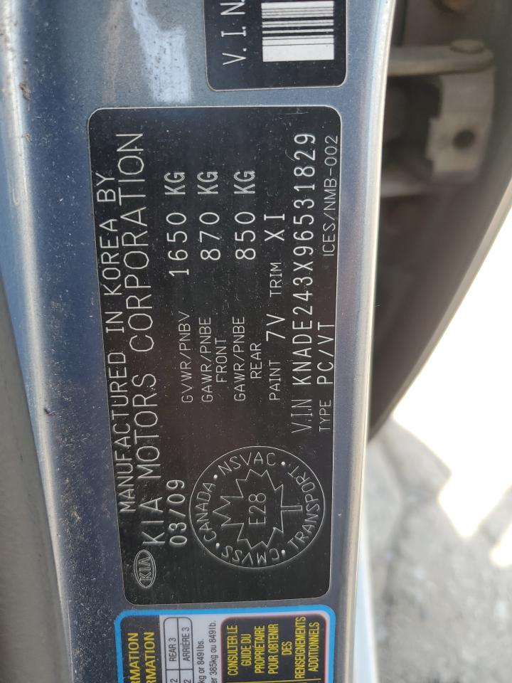 2009 Kia Rio 5 Sx VIN: KNADE243X96531829 Lot: 61533975