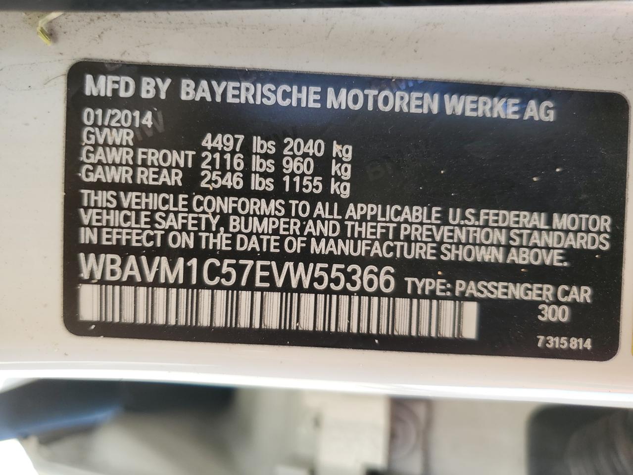 2014 BMW X1 Sdrive28I VIN: WBAVM1C57EVW55366 Lot: 60489045