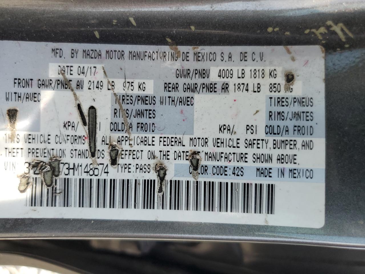 2017 Mazda 3 Touring VIN: 3MZBN1L73HM148674 Lot: 61528075