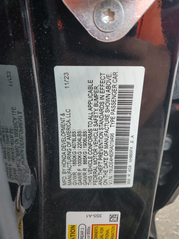 2024 Acura Integra A-Spec Tech VIN: 19UDE4H60RA019496 Lot: 61806585