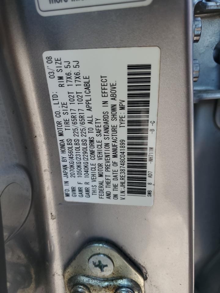 2008 Honda Cr-V Exl VIN: JHLRE38748C041899 Lot: 61178555