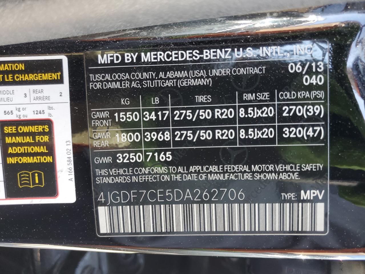 2013 Mercedes-Benz Gl 450 4Matic VIN: 4JGDF7CE5DA262706 Lot: 62951245