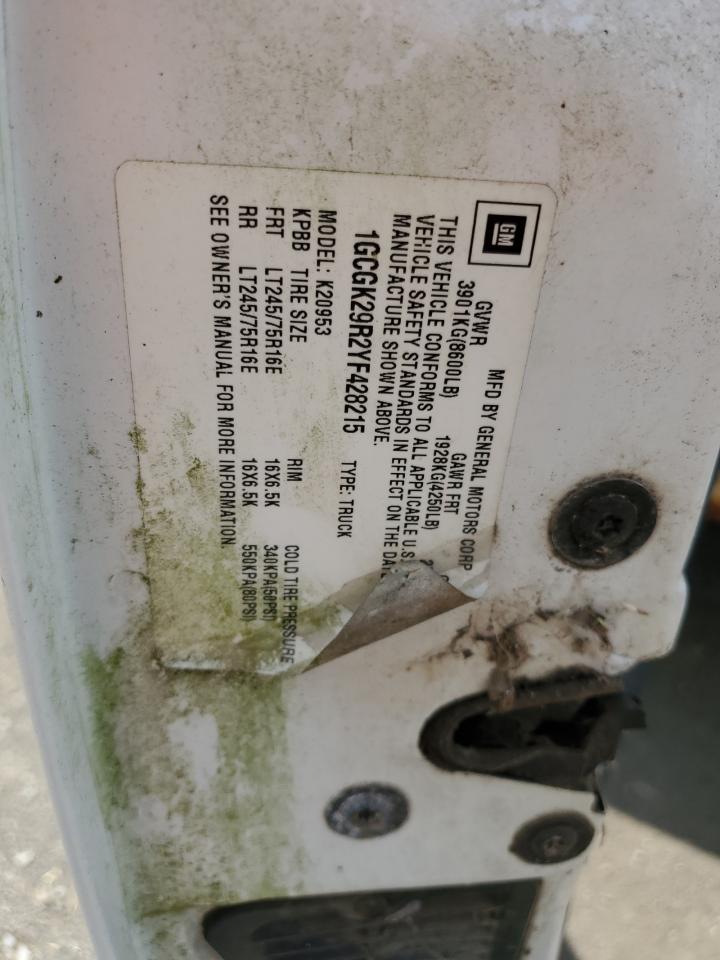 2000 Chevrolet Gmt-400 K2500 VIN: 1GCGK29R2YF428215 Lot: 94247695