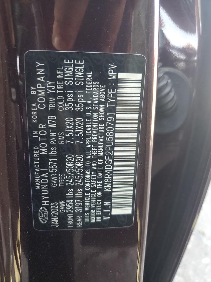 2023 Hyundai Palisade Sel Premium VIN: KM8R4DGE2PU580791 Lot: 61996335