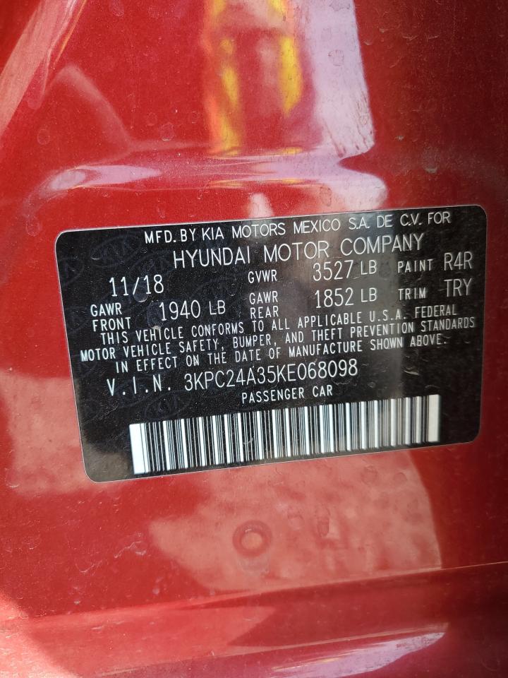 2019 Hyundai Accent Se VIN: 3KPC24A35KE068098 Lot: 62416785