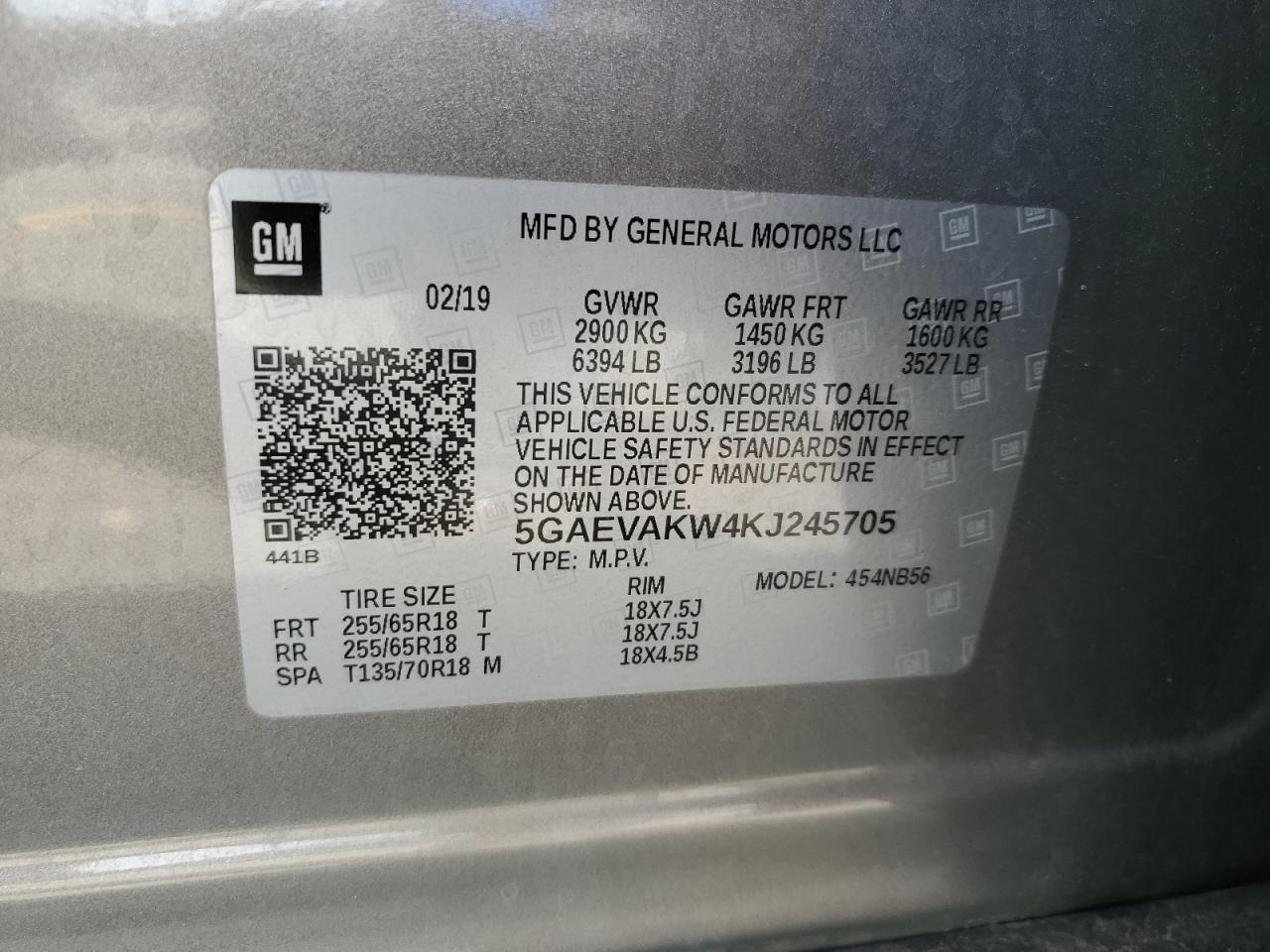 2019 Buick Enclave Essence VIN: 5GAEVAKW4KJ245705 Lot: 61460725