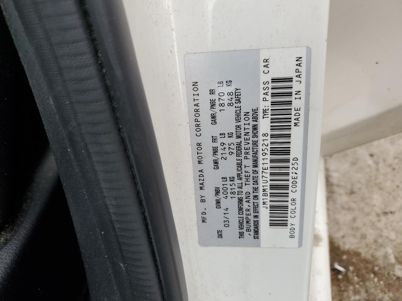 2014 Mazda 3 Sport VIN: JM1BM1U77E1195218 Lot: 62371975
