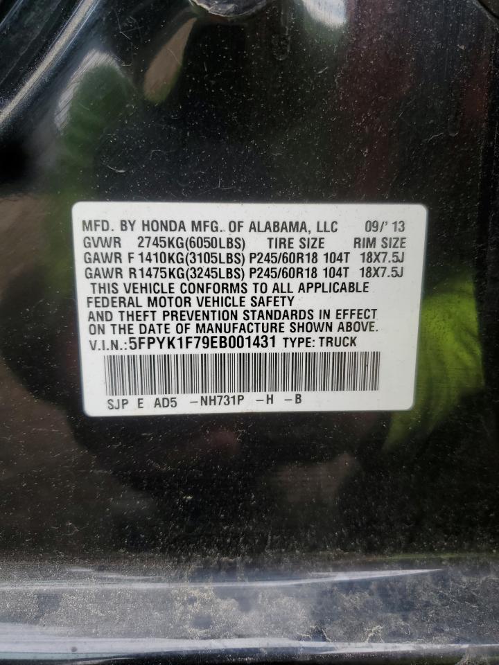 2014 Honda Ridgeline Sport VIN: 5FPYK1F79EB001431 Lot: 61464195