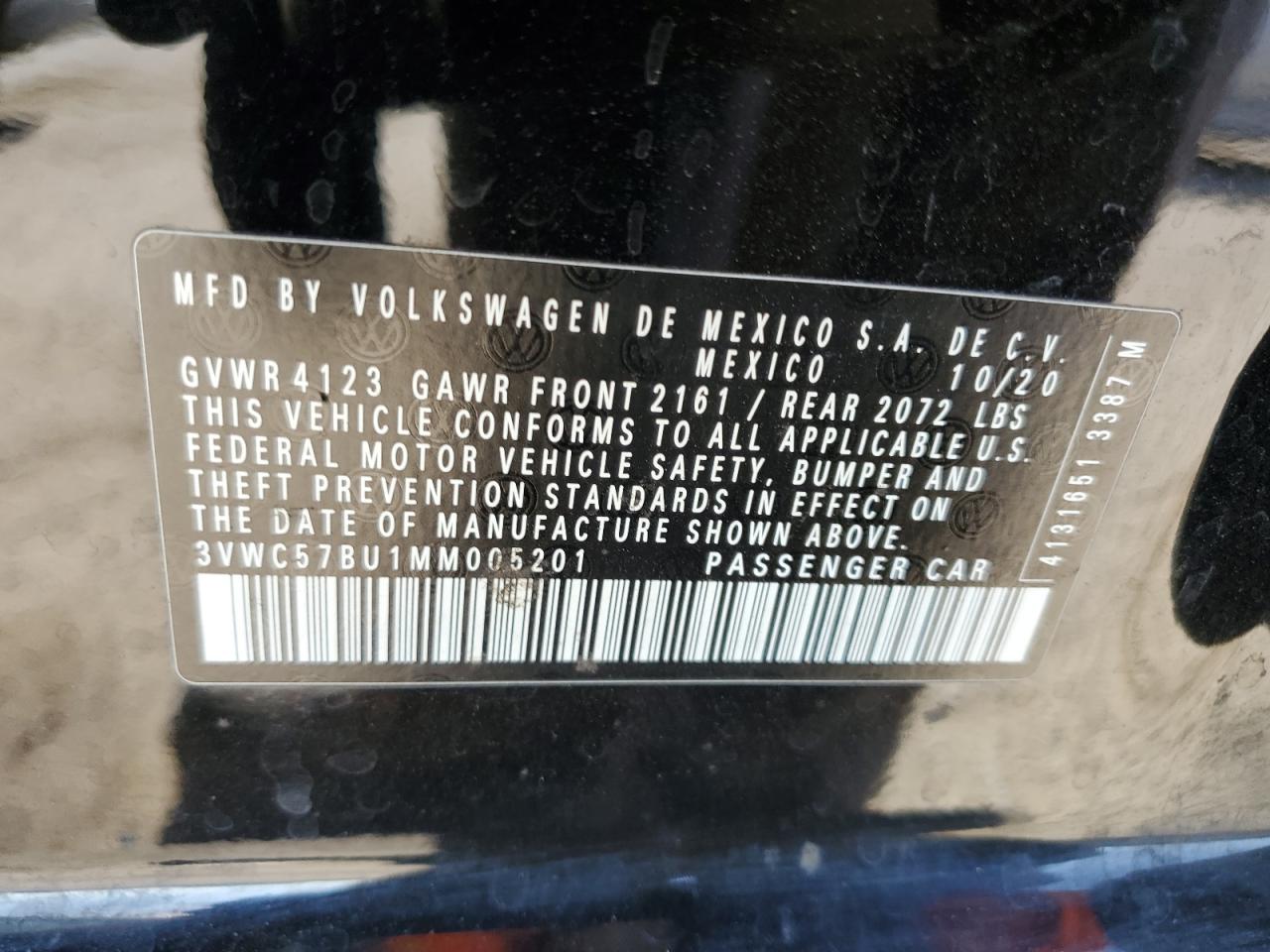 2021 Volkswagen Jetta S VIN: 3VWC57BU1MM005201 Lot: 62790905