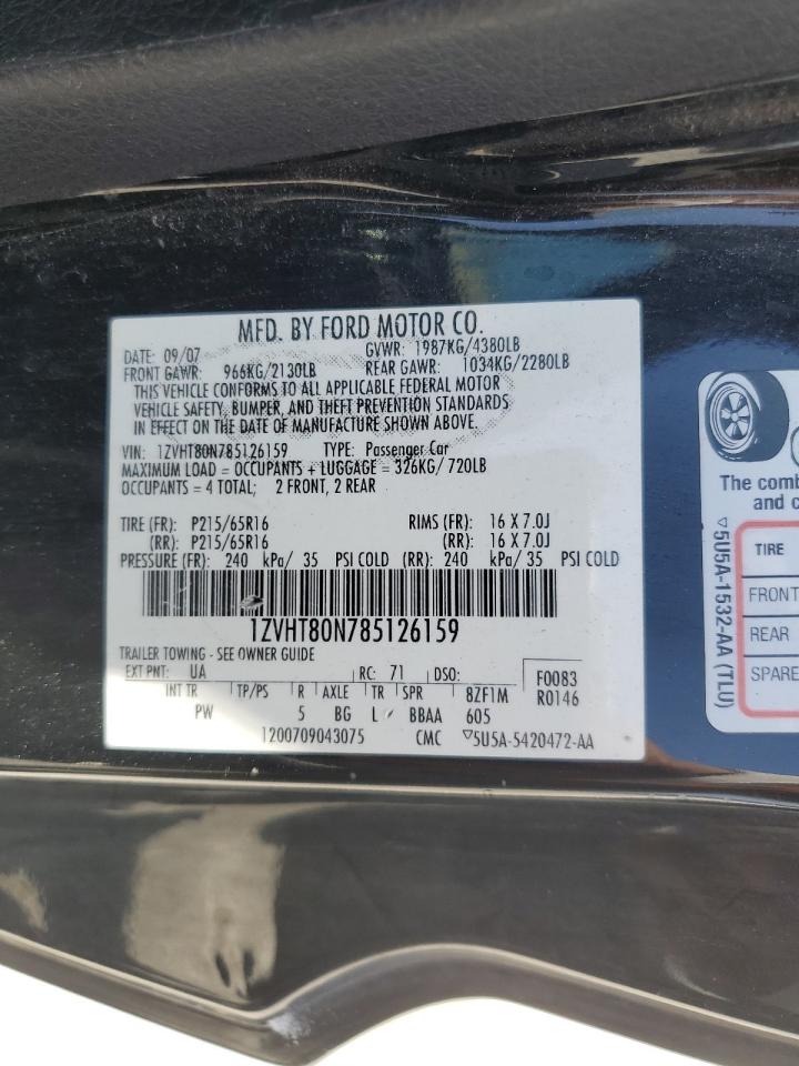 2008 Ford Mustang VIN: 1ZVHT80N785126159 Lot: 62945975