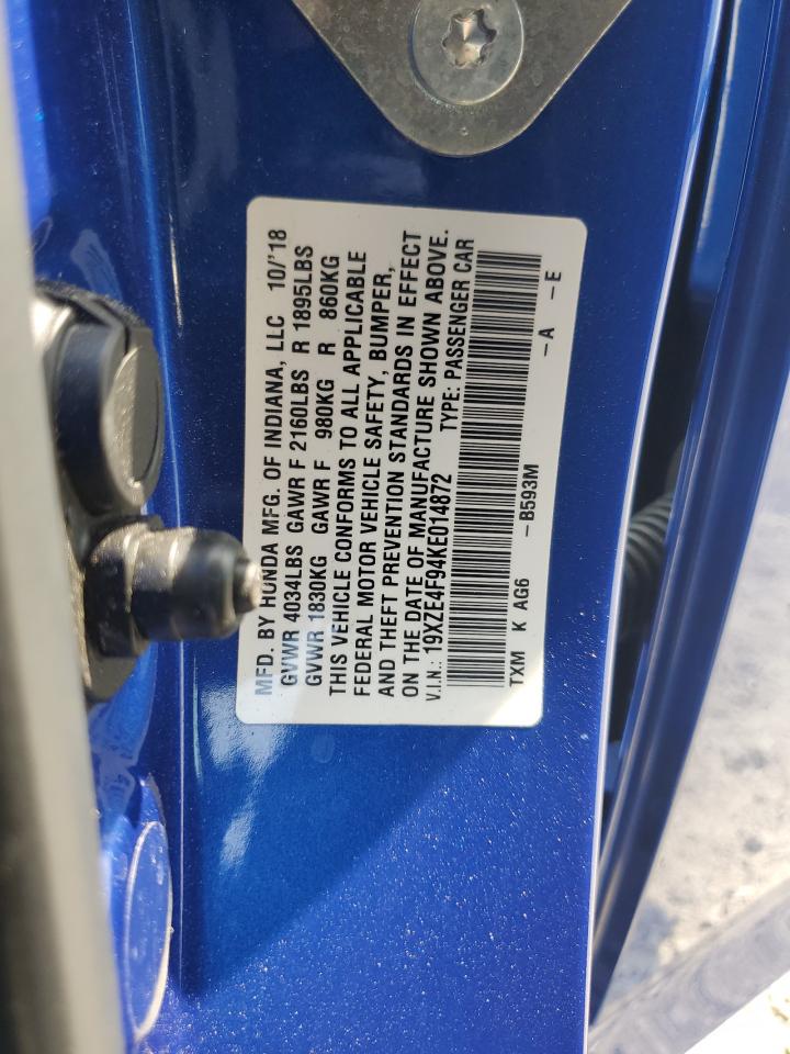 2019 Honda Insight Touring VIN: 19XZE4F94KE014872 Lot: 62532855