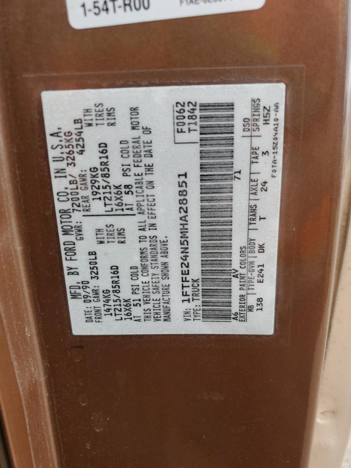 1991 Ford Econoline E250 Van VIN: 1FTFE24N5MHA28851 Lot: 58449415