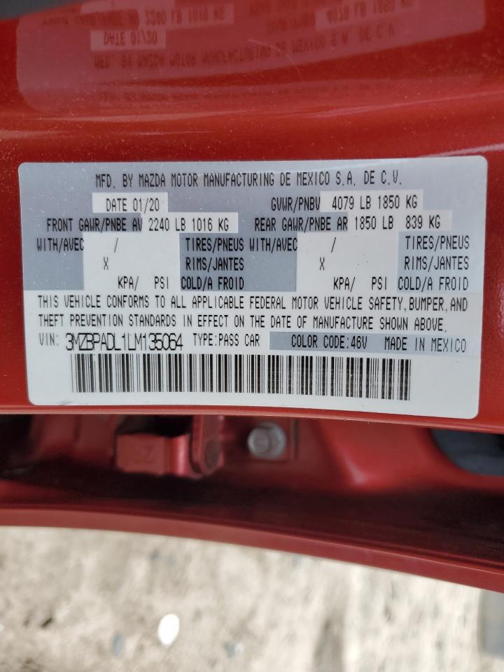 2020 Mazda 3 Preferred VIN: 3MZBPADL1LM135064 Lot: 62384945
