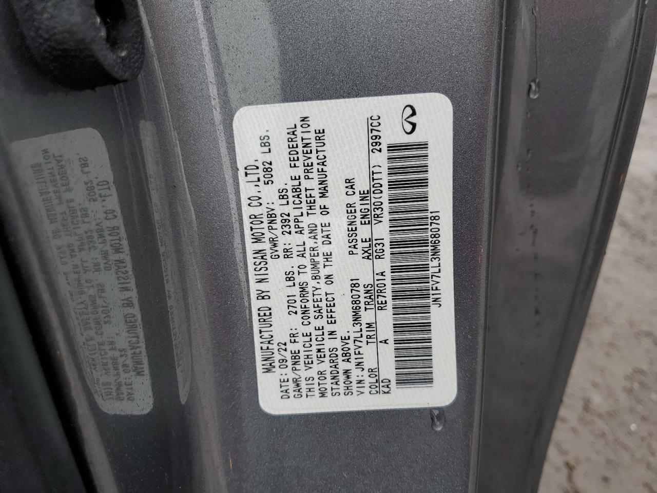 2022 Infiniti Q60 Red Sport 400 VIN: JN1FV7LL3NM680781 Lot: 61336905