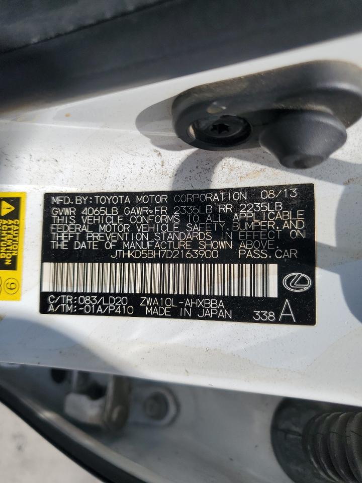 2013 Lexus Ct 200 VIN: JTHKD5BH7D2163900 Lot: 62172735