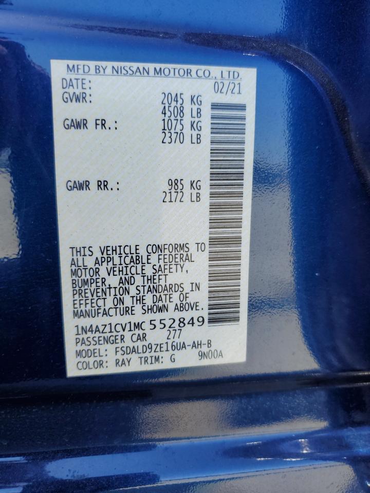 2021 Nissan Leaf Sv VIN: 1N4AZ1CV1MC552849 Lot: 61431135