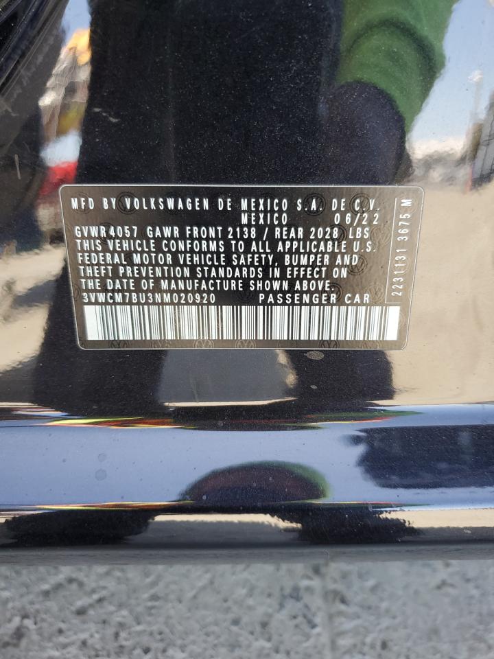 2022 Volkswagen Jetta S VIN: 3VWCM7BU3NM020920 Lot: 60881835