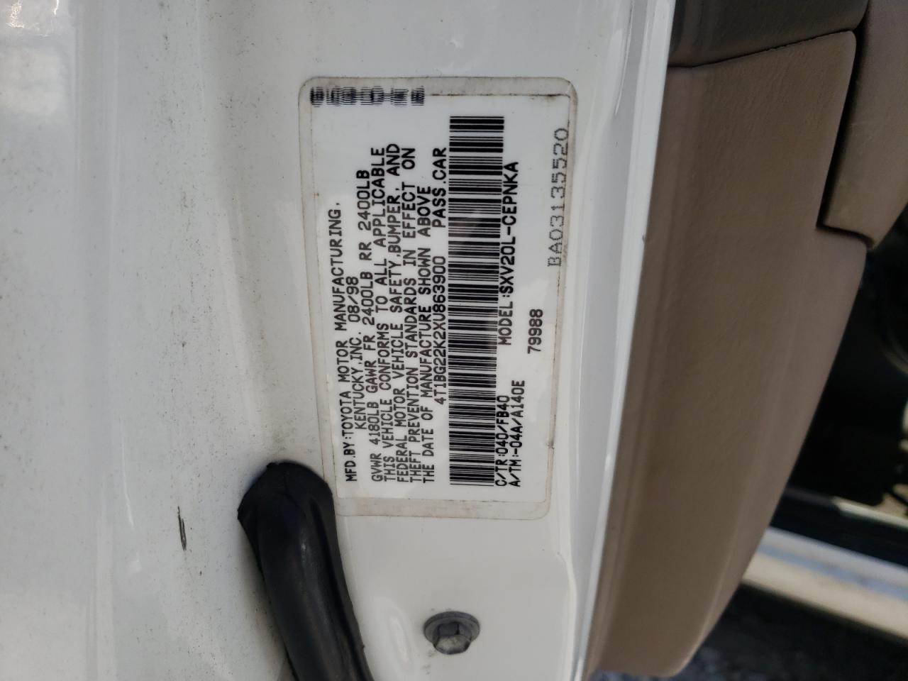 1999 Toyota Camry Ce VIN: 4T1BG22K2XU863900 Lot: 62513545