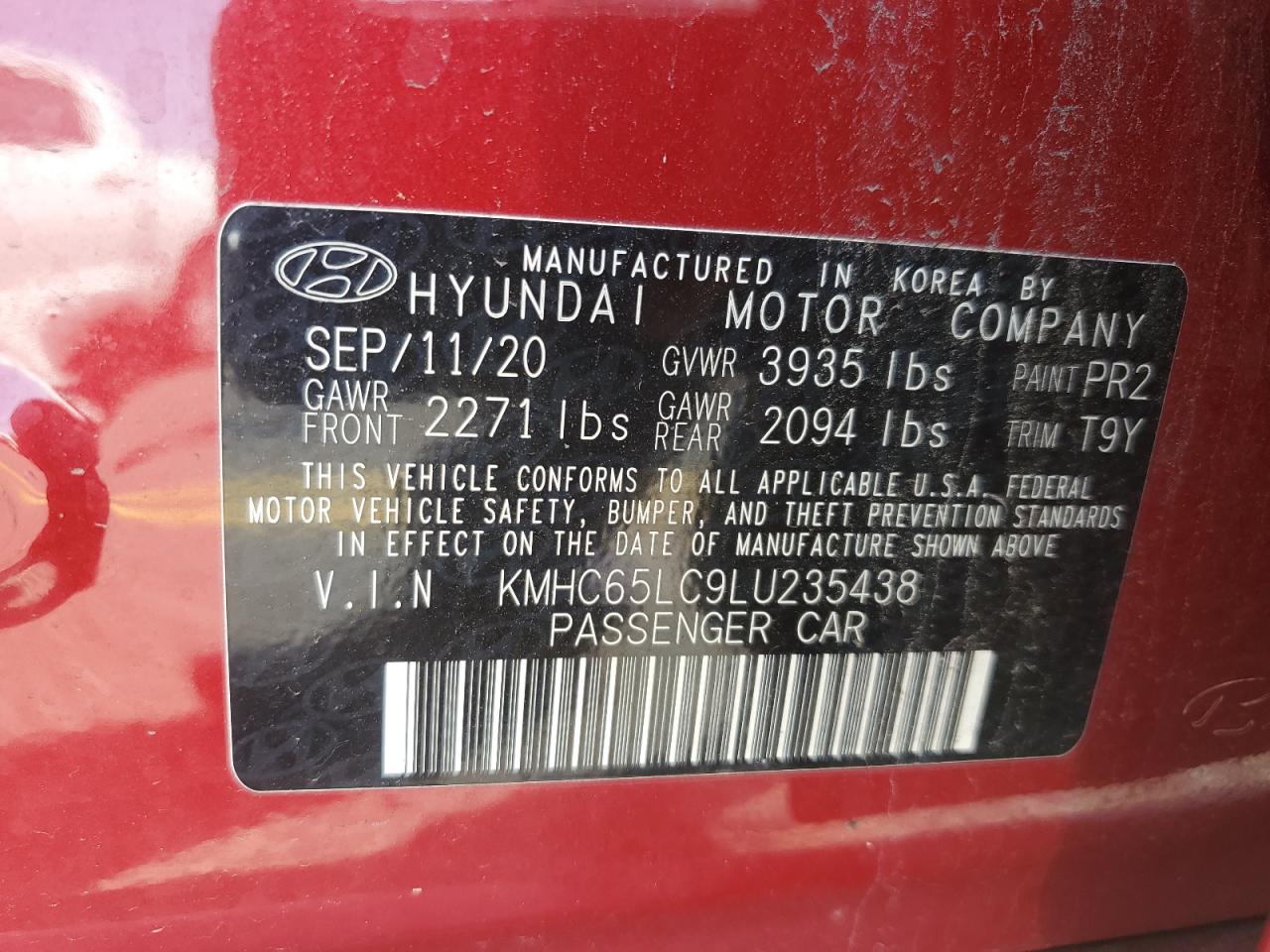 2020 Hyundai Ioniq Blue VIN: KMHC65LC9LU235438 Lot: 62479835