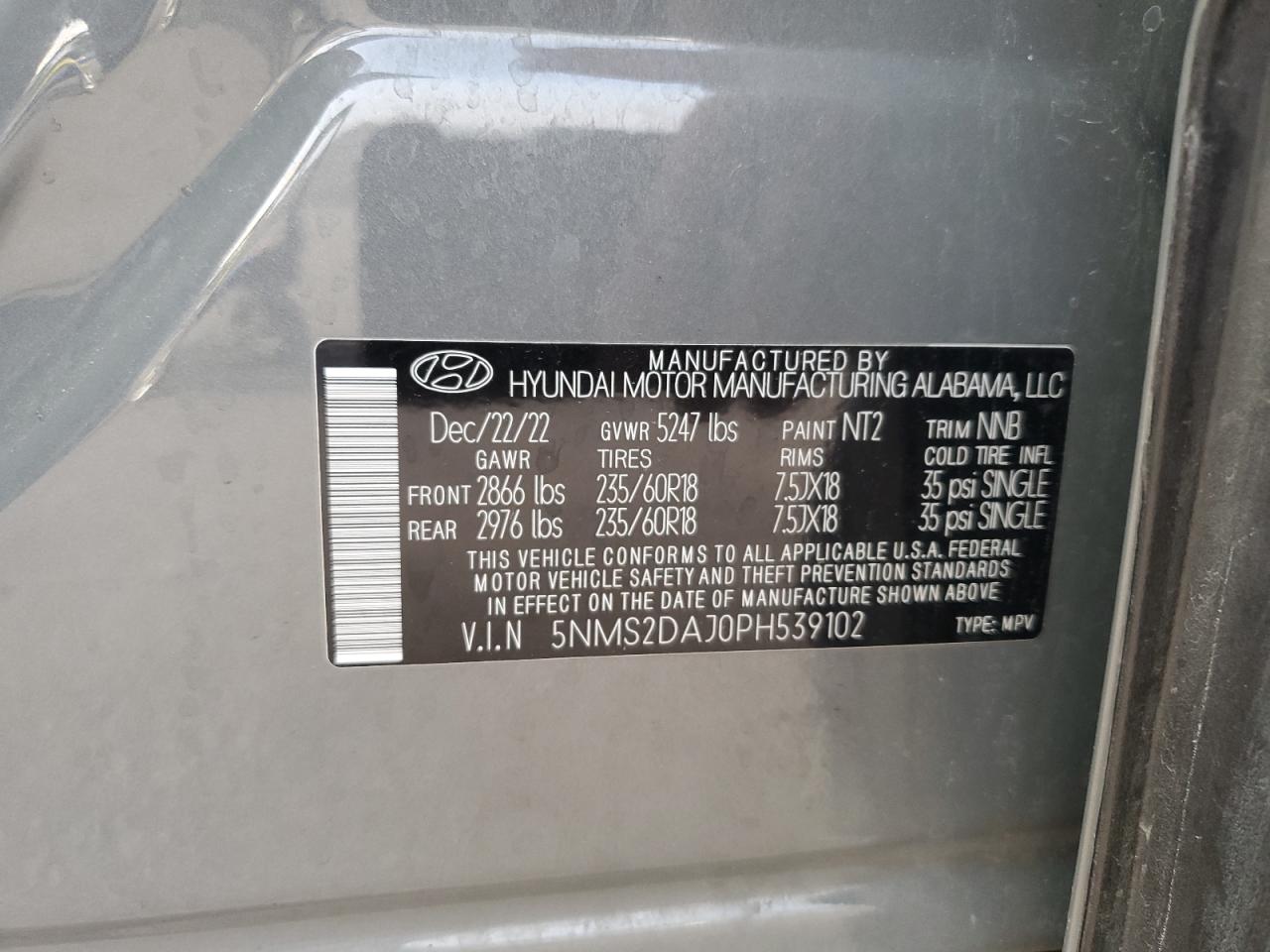 HYUNDAI SANTA FE 2023 VIN 5NMS2DAJ0PH539102 фото 13