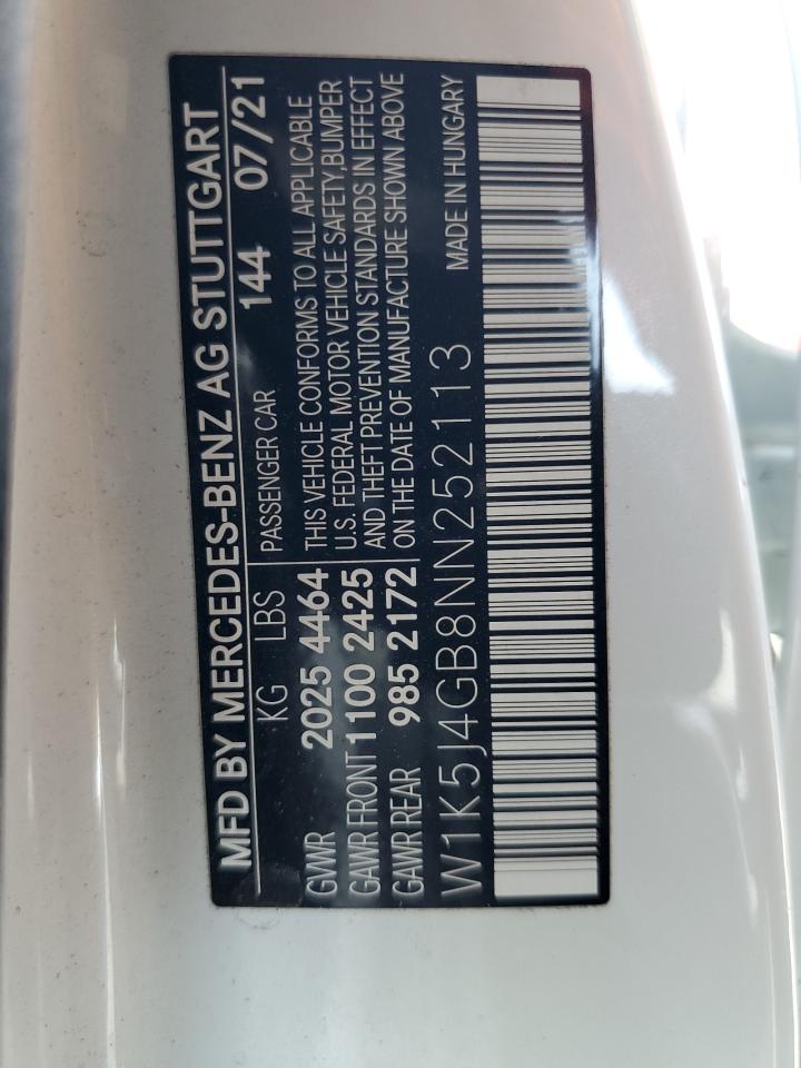 2022 Mercedes-Benz Cla 250 VIN: W1K5J4GB8NN252113 Lot: 60302725