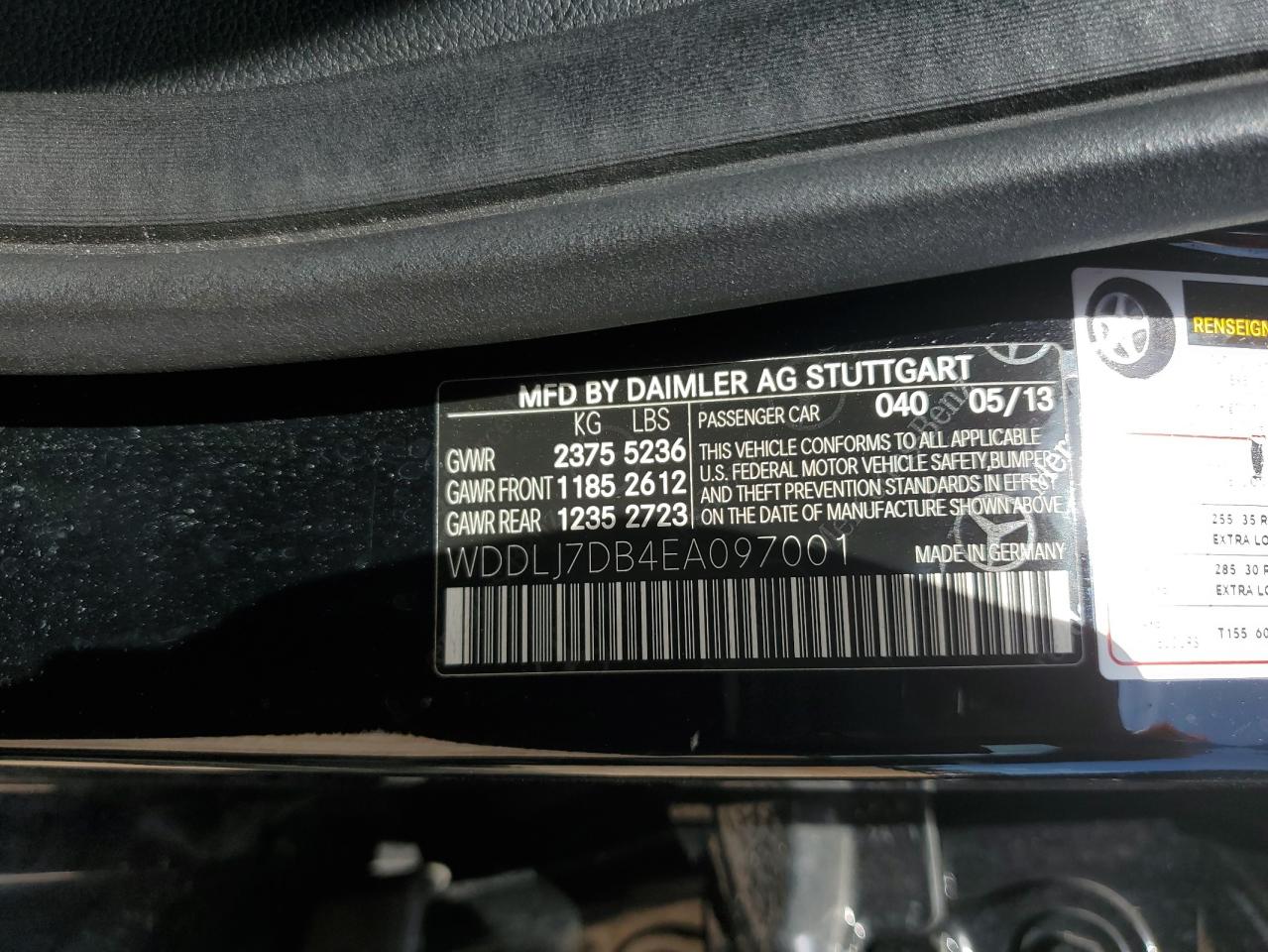 2014 Mercedes-Benz Cls 550 VIN: WDDLJ7DB4EA097001 Lot: 60151955