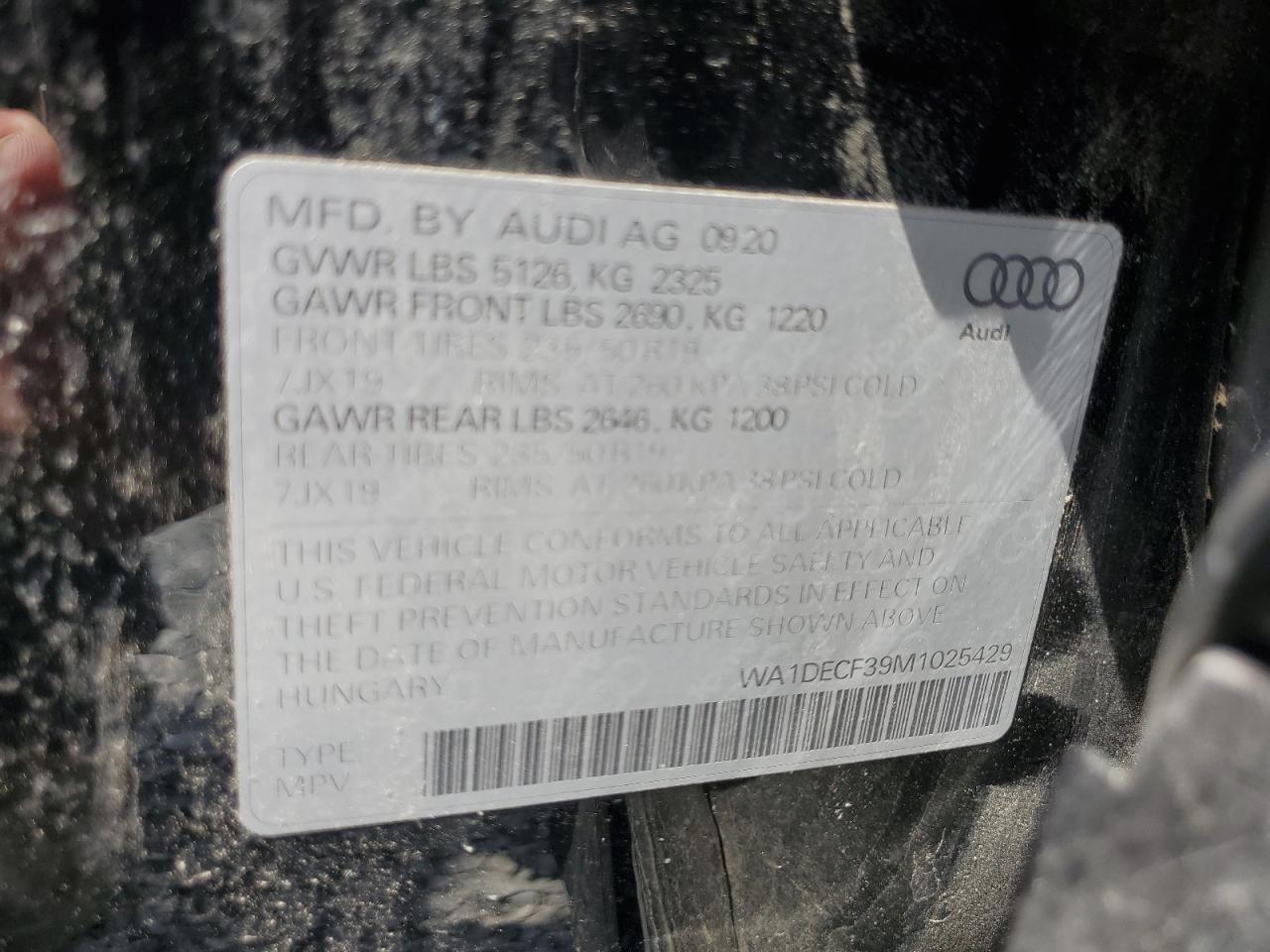 2021 Audi Q3 Premium S Line 45 VIN: WA1DECF39M1025429 Lot: 61477165