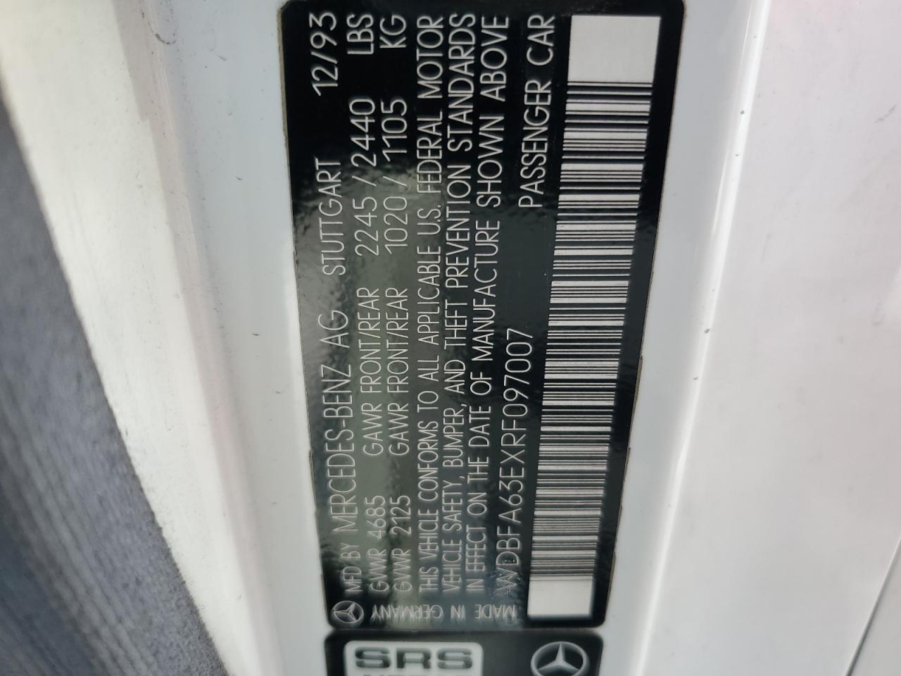 1994 Mercedes-Benz Sl 320 VIN: WDBFA63EXRF097007 Lot: 59714045