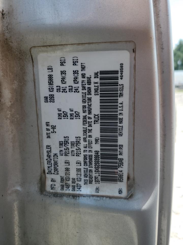 2002 Dodge Dakota Base VIN: 1B7FL16X62S699640 Lot: 62934725