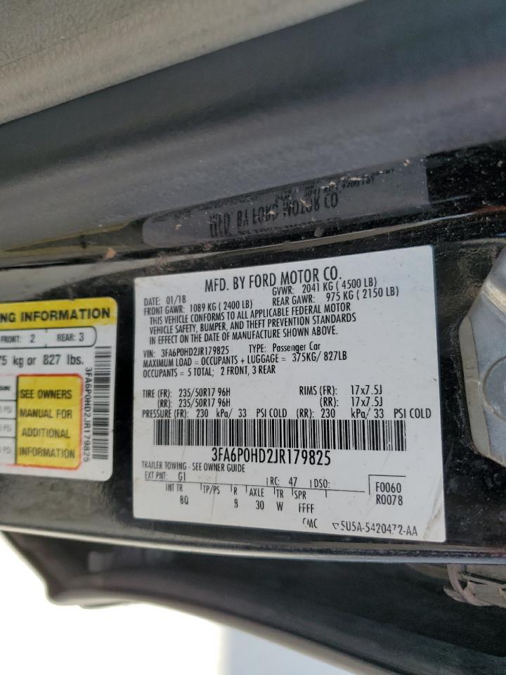 2018 Ford Fusion Se VIN: 3FA6P0HD2JR179825 Lot: 59403415