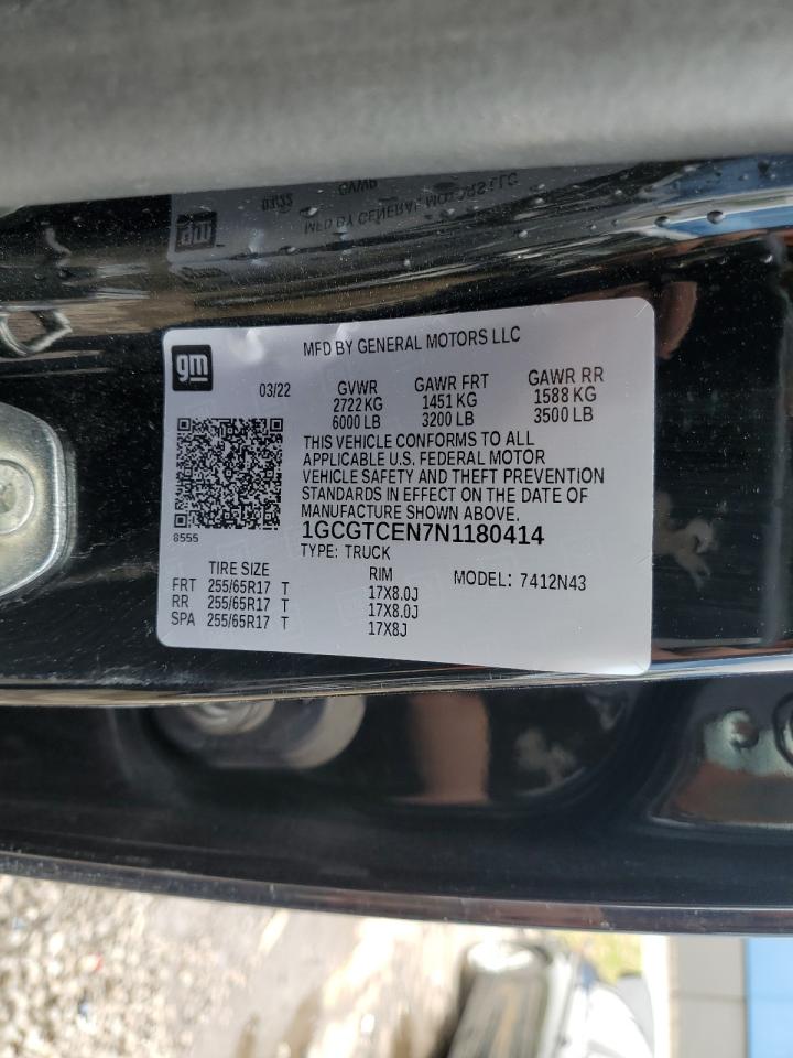 2022 Chevrolet Colorado Lt VIN: 1GCGTCEN7N1180414 Lot: 59862805
