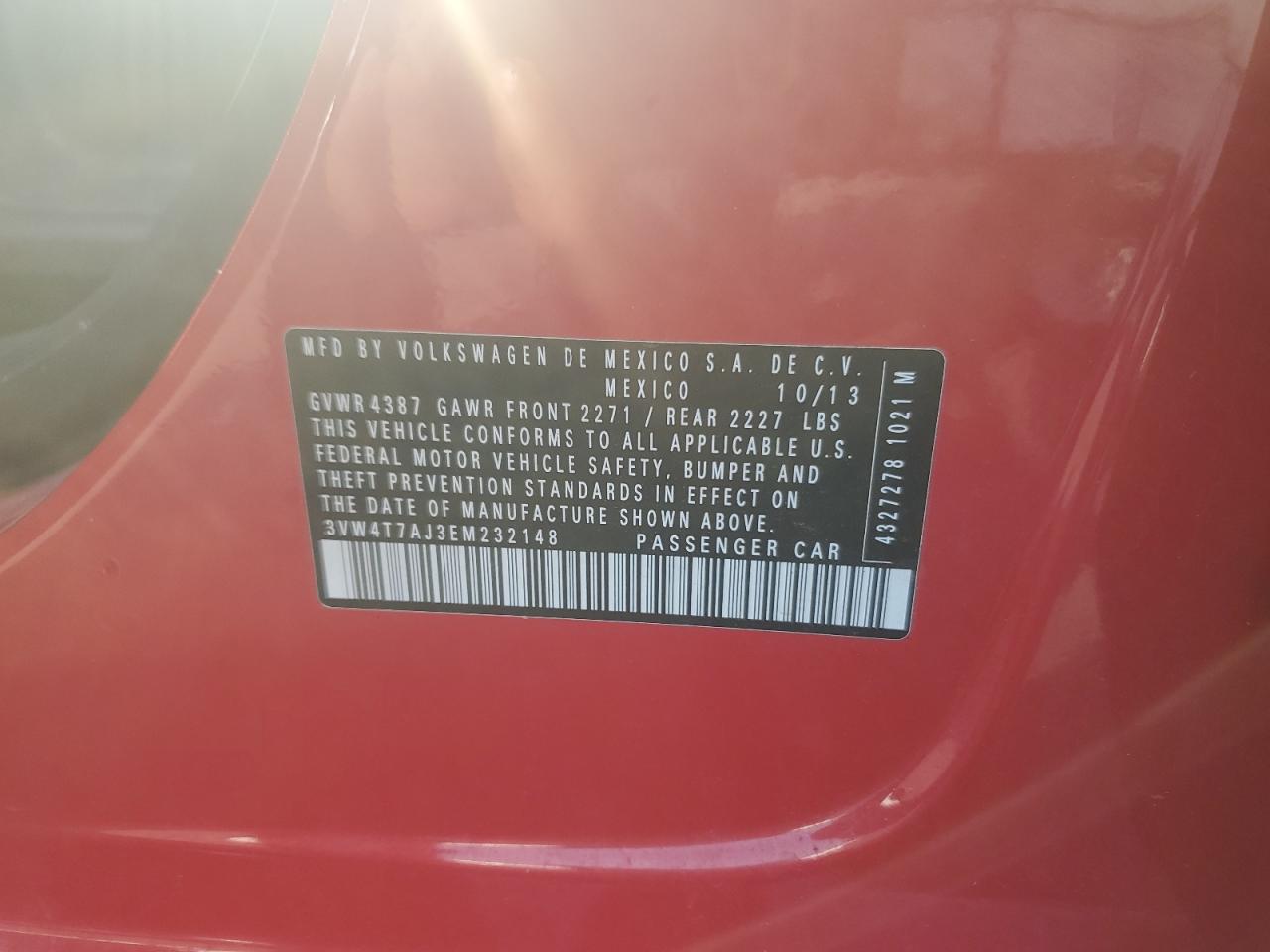 2014 Volkswagen Jetta Gli VIN: 3VW4T7AJ3EM232148 Lot: 60031965