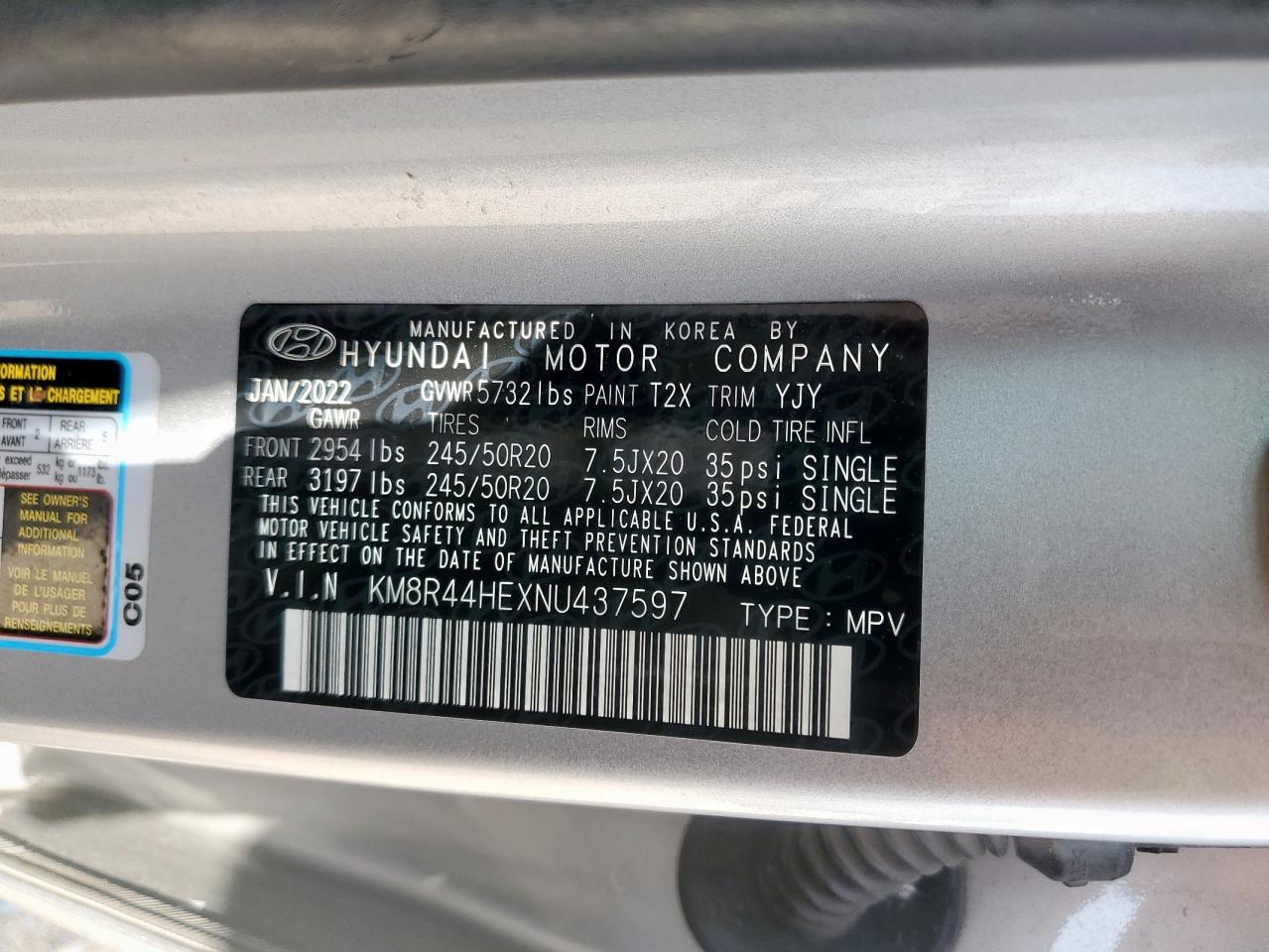 2022 Hyundai Palisade Sel VIN: KM8R44HEXNU437597 Lot: 59519765