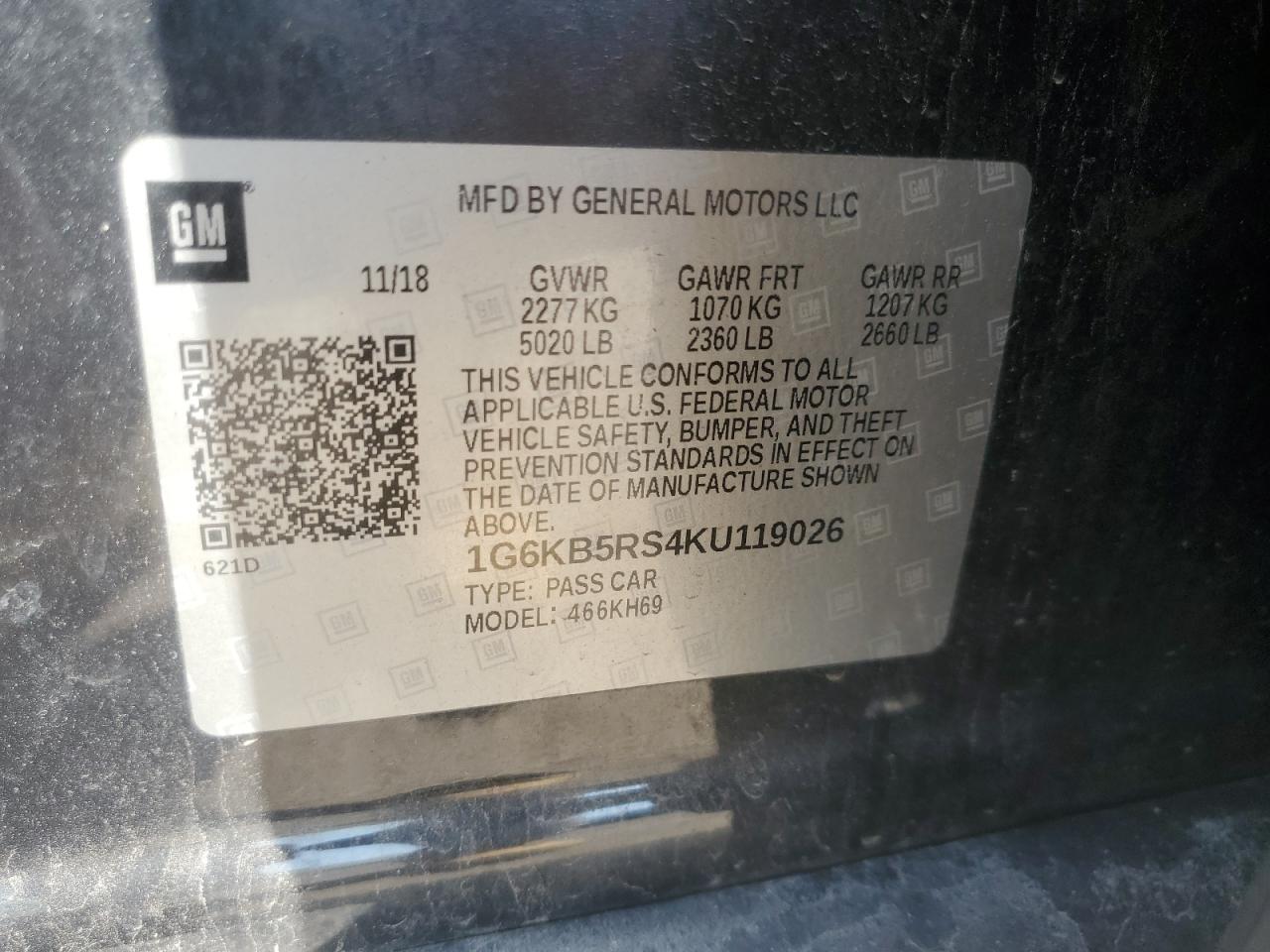 2019 Cadillac Ct6 Luxury VIN: 1G6KB5RS4KU119026 Lot: 62097295