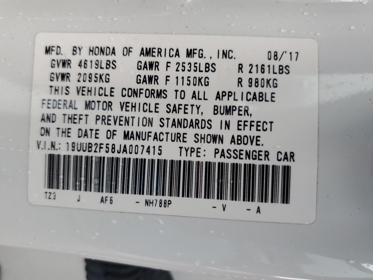 2018 Acura Tlx Tech VIN: 19UUB2F58JA007415 Lot: 60896365