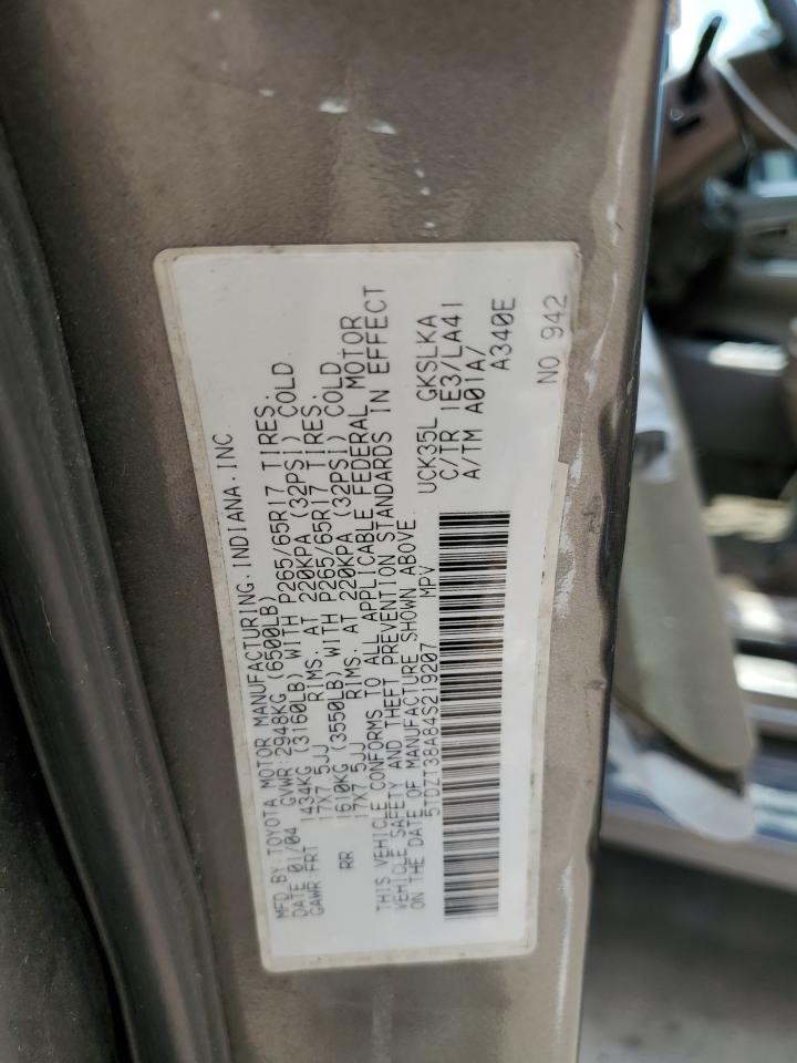 2004 Toyota Sequoia Limited VIN: 5TDZT38A84S219207 Lot: 63256295