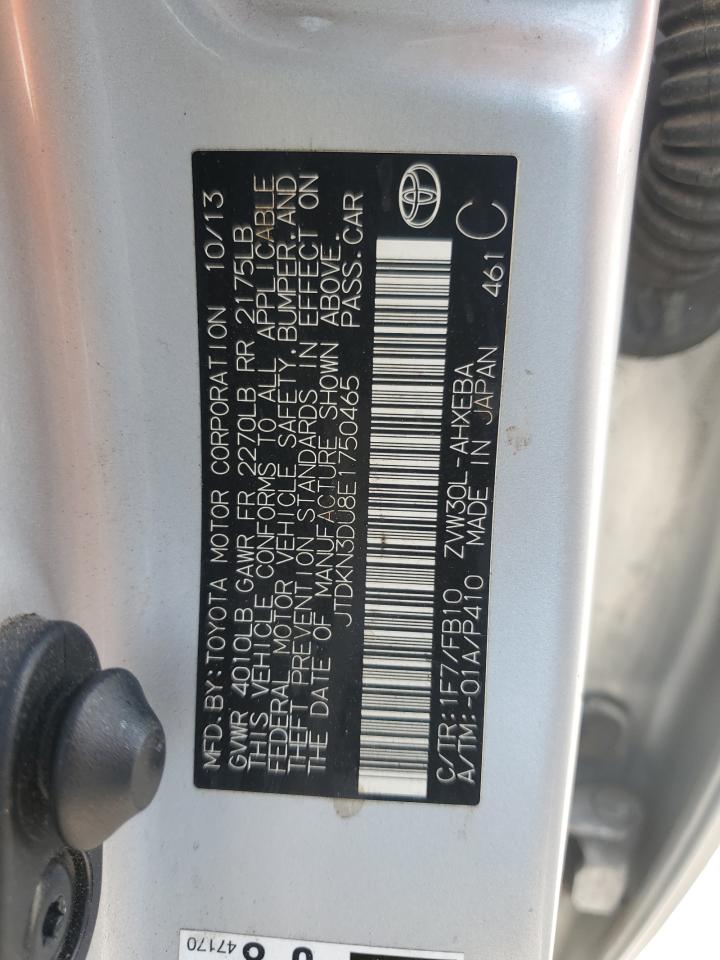 2014 Toyota Prius VIN: JTDKN3DU8E1750465 Lot: 59550135