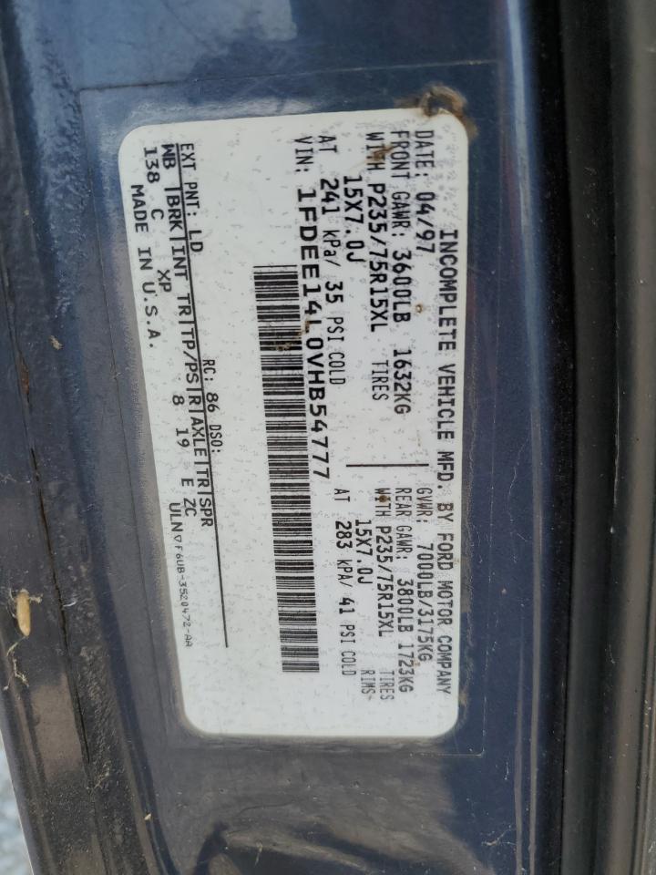 1997 Ford Econoline E150 Van VIN: 1FDEE14L0VHB54777 Lot: 93620665