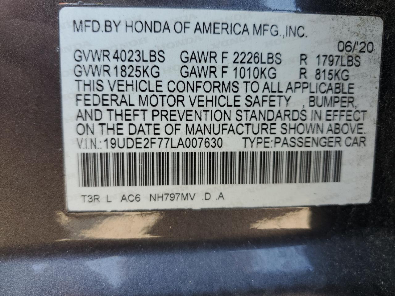2020 Acura Ilx Premium VIN: 19UDE2F77LA007630 Lot: 62655785