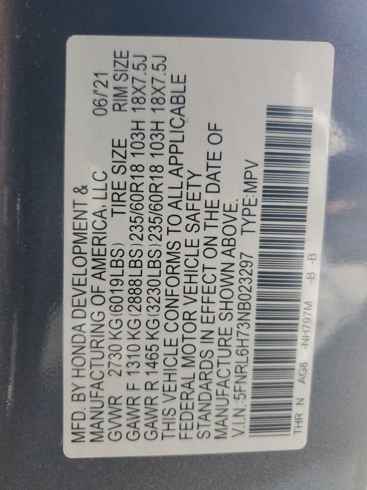 2022 Honda Odyssey Exl VIN: 5FNRL6H73NB023297 Lot: 61383025