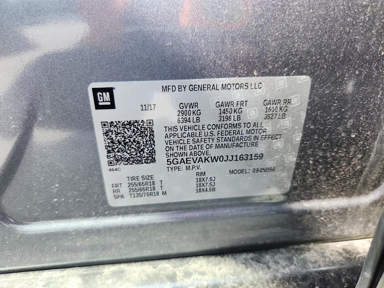 2018 Buick Enclave Essence VIN: 5GAEVAKW0JJ163159 Lot: 61822205