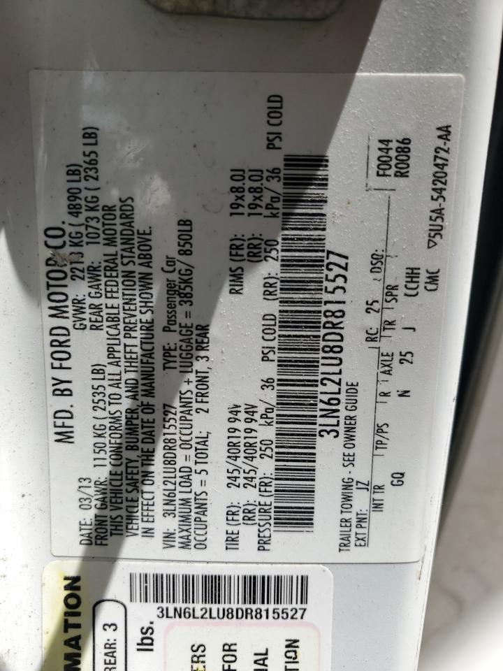 2013 Lincoln Mkz Hybrid VIN: 3LN6L2LU8DR815527 Lot: 62343715